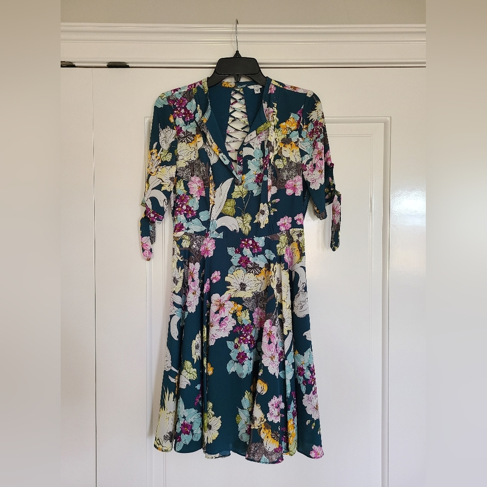 Guess Blue Floral Backless Dress